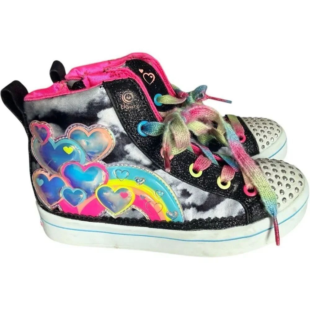 Toddler Girls Skechers Shuffle Hearts Bright Colors Twinkle Toes Sneakers Sz 12